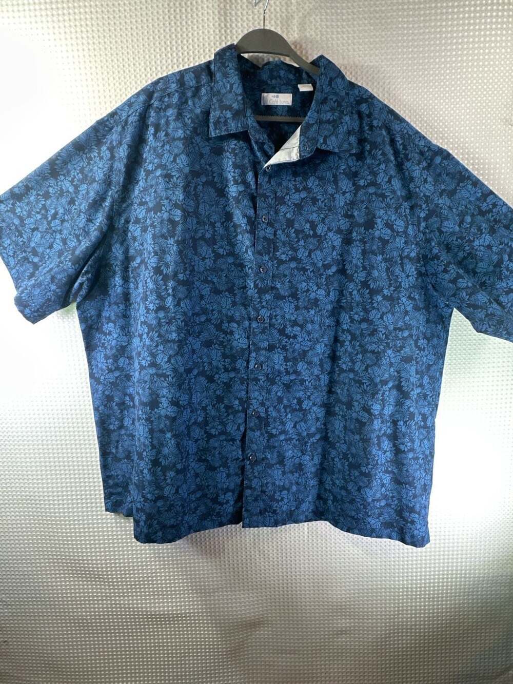 Café Luna Men's Short Sleeve Button-Down Tropical Leaf Print Shirt - Picture 2 of 6